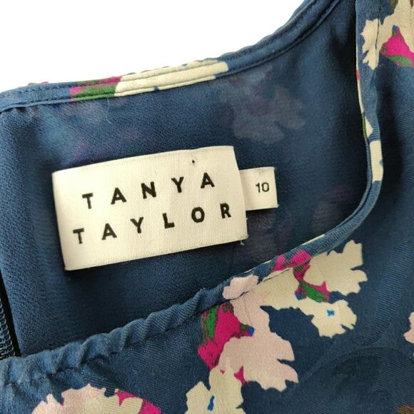 Tanya Taylor Liz Silk Floral Dress Size 10 Puff Sleeves Lined Ruched Multicolor - Picture 6 of 10